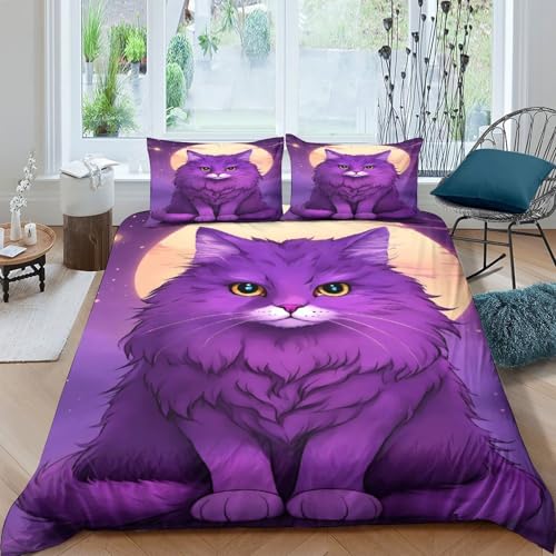 Housse de couette fleurs violettes microfibre ultra douce avec zip