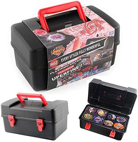 ASfairy Portable Waterproof Box 8 in 1 Carrying Case for Burst Spinning Top Package Children Toys Gyroscopes not Included 9.06x5.12x4.53inch Black Best Gifts to Kids