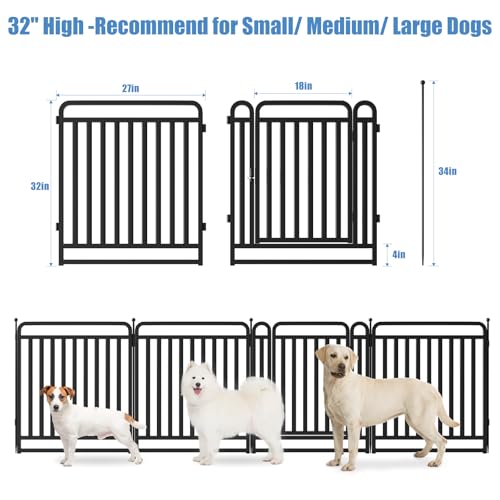 Image of New Thickened Version Dog Playpen, 32 Inch Dog Fences for The Yard, Portable Outdoor Dog Playpen for Large /Medium /Small Dogs, Foldable Metal Dog playpen, with Doors (8 Panels, 32 Inch)