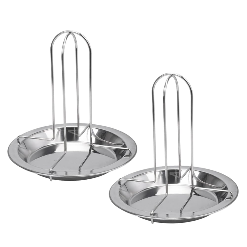 CTRLZS For Grill Oven Smoker Accessories- 2PCS Stainless Steel for Home& Camping Chicken Roaster Rack Vertical Turkey Holder with Drip Bowl