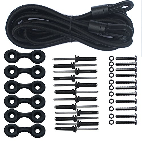 YYST Kayak Canoes 1/4" Bungee Rigging Kit 8 Feet Black with Hard Wares