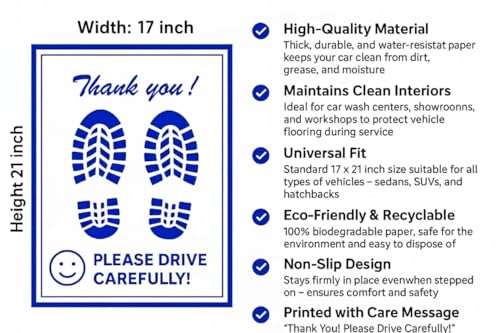 Image of FIXSMITH Disposable Paper Car Floor Mats Biodegradable Anti-Slip Foot Mats for Car Interior Protection Universal Fit for Cars, SUVs & Trucks (Pack of 50)