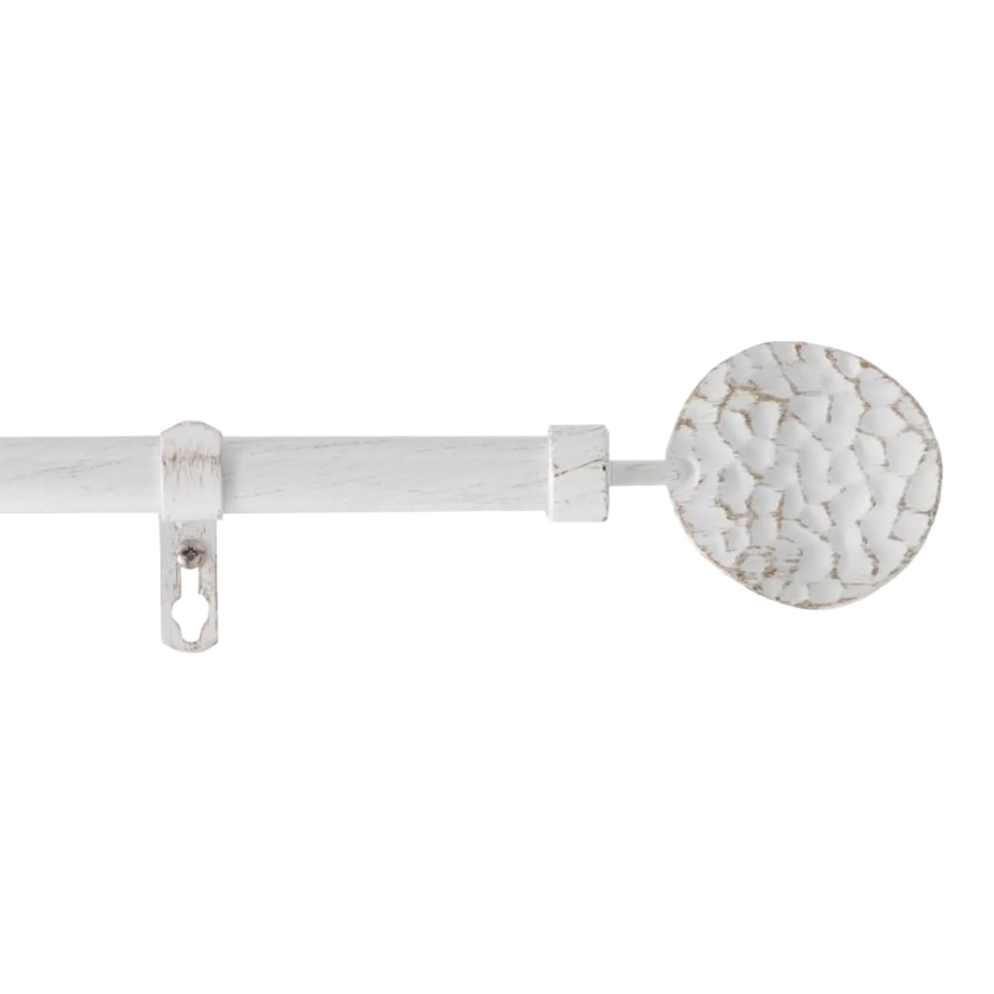 TIENDA EURASIA - Barra Cortinas Extensible | Medida 120 a 210 cm | Diseño Envejecido | Barra para Cortinas de Metal con 2 Terminales, Soportes y Tornillos | Barras de Cortinas Decorativas (Blanco)