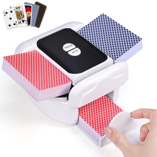 Holiky Automatic Card Shuffler 2 Deck, Rechargeable Playing Cards Shuffling Machine with One-Press AUTO&Manual Mode, Electric Poker Shufflers for UNO, Skip-Bo, Phase 10, Home Party Card Games