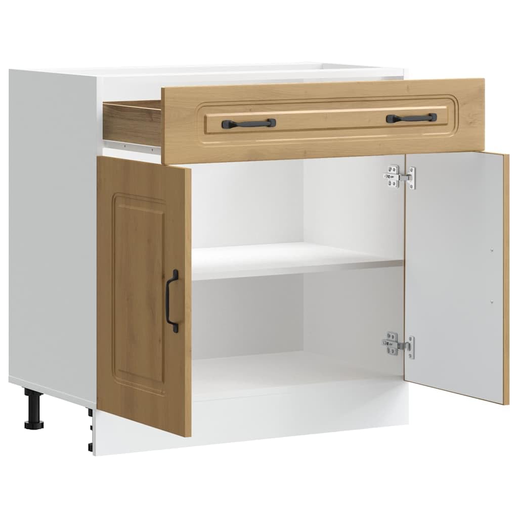 Kalmar Artisan - Mobiletto da cucina in rovere Artisan, 80 x 46 x 81,5 cm, con piedini regolabili, molto spazio, robusto e facile da pulire, ideale per mobili da cucina e armadietti da cucina