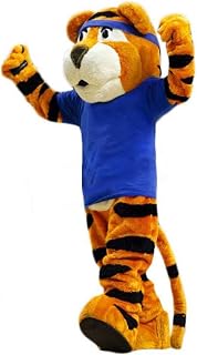School Sport Tiger Mascot Cosume Adult Size for Men & Women with Built-in Fan Inside the Head