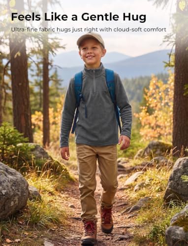 PATPAT Kids Heat-Retaining Sweatshirt, Cloud-Soft Smart-Thermal Quarter-Zip Sweater, Mock Neck Pullover with Thumb-hole Cuffs,Grey,US14/XL - 3