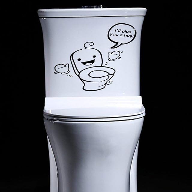 Funny Cartoon Toilet Sticker Novelty Waterproof Vinyl Decal Bathroom Wall Kids