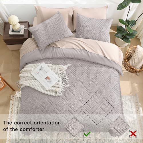 Image of Litanika King Size Comforter Set Milk Coffee, 3 Pieces Cream Tufted Boho Farmhouse Bedding Comforter Sets, Lightweight Fluffy Comforter Bed Set for All Season (104x90In Comforter and 2 Pillowcases)