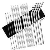 Stainless Steel Straws, Chacca Set of 12, 10.5 Inch Metal Straws Fit into 20oz 30oz YETI Ozark Tumblers