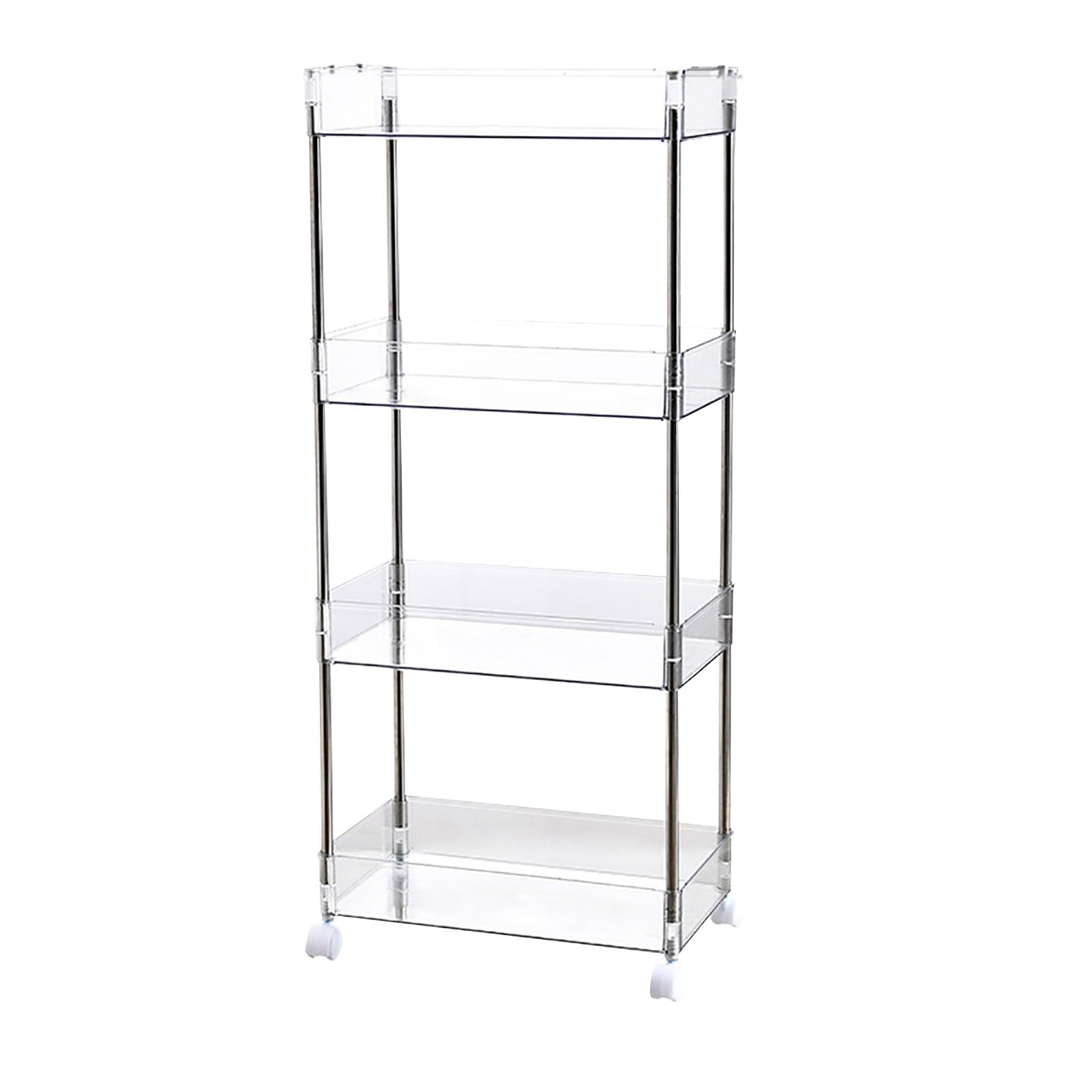 Chariot fin en acrylique haut de gamme à 4 niveaux avec roulettes transparentes