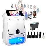 menglanchang Nail Printer Nail Art Machine,Portable 3D Digital Printer for Nail Art,DIY Nail Printer Control Through Mobile App Support,Built-in Nail Dryer,10s Fast Printing,for Beauty&Personal Care