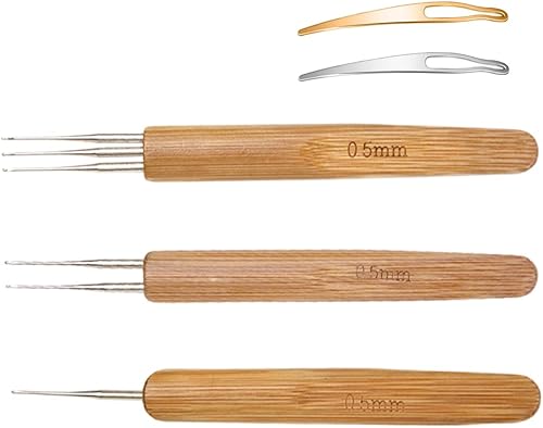 Miniatura 4 de 5 piezas de gancho de ganchillo para rastas, kit de herramientas de ganchillo para trenzas de cabello y rastas, agujas de tejer para manualidades