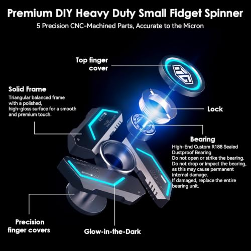 Image of Fidget Spinners, Fidget Spinners Toy, Stress Anxiety ADHD Relief Figets Toy, Spinner Gifts for Adults and Kids, Metal Finger Hand Toy with Luminous Light, Absorb Solar Light Then Release in Dark