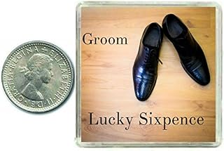 Oaktree Gifts Lucky Wedding Sixpence Coin for the Groom & Traditional idea for The Grooms Shoe Fun Husband to be Day Good Luck Keepsake Gift for Fiance, Son, Brother, Friend