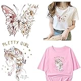 Butterfly Iron on Patches DIY Colorful Cute Animal Heat Transfer Washable Stickers Decals for Women Girls Men Kids T-Shirt Jeans Backpacks Families Clothing Hat DIY Applique 2 Large Size