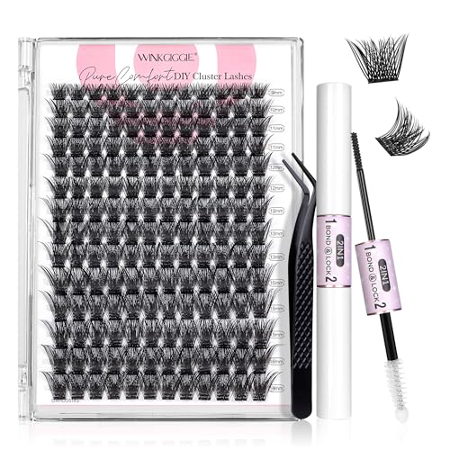 Image of Lash Clusters Kit Wispy Eyelash Clusters Natural D Curl DIY Lash Extensions Kit Individual Cluster Lashes with Bond & Seal Tweezers, 9-16mm, 168pcs