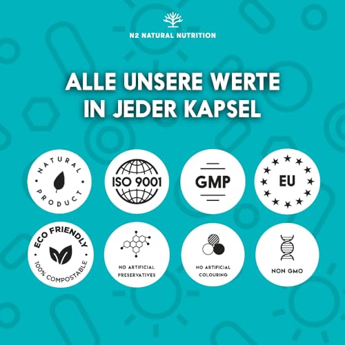 Darmkur für Darmflora Aufbau. Darmreinigungskur 40 Milliarden Darmbakterien für Darmsanierung und Verdauung. Nahrungsergänzungsmittel. 30 pflanzliche Kapseln. N2 Natural Nutrition