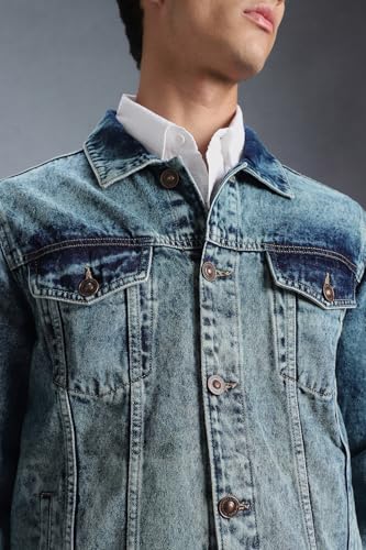 Image of INKD Men's Overdyed Cotton Denim Jacket - 100% Cotton | Double Flat Pocket | Regular Fit | Full Sleeve