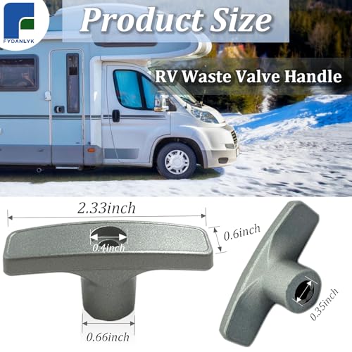 Image of RV Waste Valve Handle, 2 Pack RV Sewer Valve Handle Replacement for Valve Extension Rod, RV Waste Valve Handles Kits with 4 Nuts, 2 Screws, 2 Gaskets