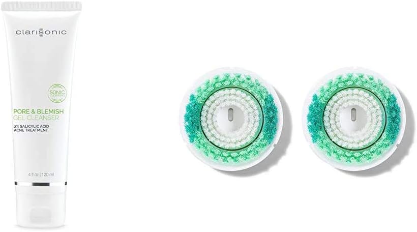 Clarisonic Pore & Blemish Gel Cleanser and Acne Prevention Facial Cleansing Brush Head Replacement, 2 Count