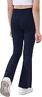 Vista 15 de Pantalones de yoga para niñas, cintura cruzada, pierna ancha, pantalones acampanados de entrenamiento de cintura alta Z1-negro