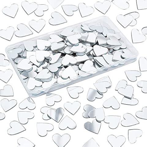 PandaHall 200 Stück Herz-Mosaik-Spiegel Dekorativer Glasspiegel Selbstklebend Mini-Spiegel Fliesen Kleiner Wandspiegel Cover