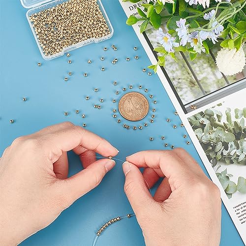 UNICRAFTALE 500Pcs 3mm Diameter Golden 304 Stainless Steel Round Seamed Beads Smooth Round Loose Beads Tiny Metal Hollow Crimp Bead for Jewelry Bracelets Necklace DIY Making Crafts - Image 4