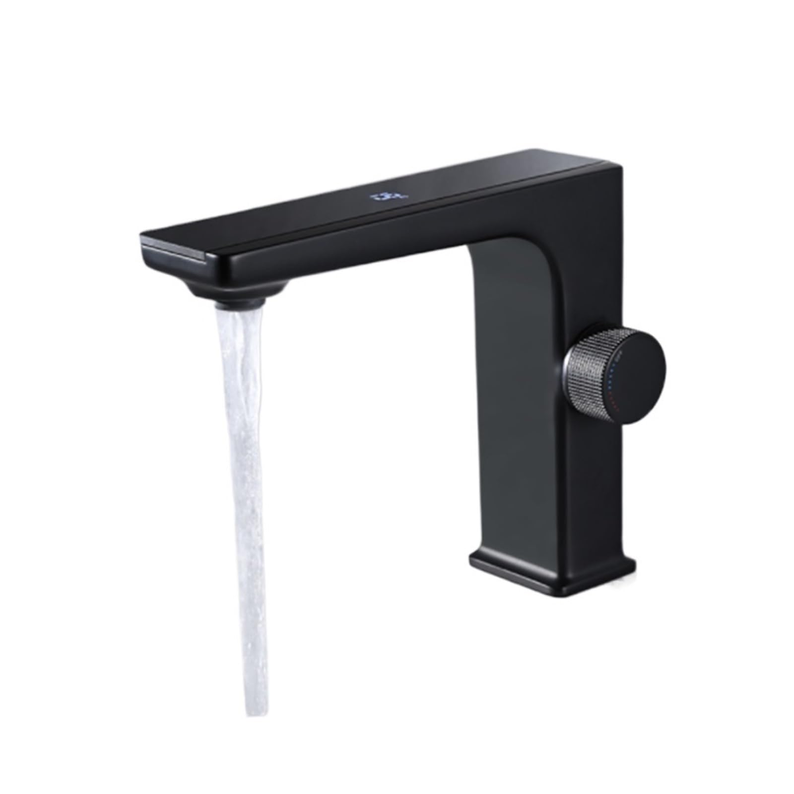 CVFRDD Digital Display Bathroom Basin Faucet, Intelligent LED Brass Deck Mounted Washbasin Crane, Hot Cold Water Mixer Sink Vanity Tap(Nero)