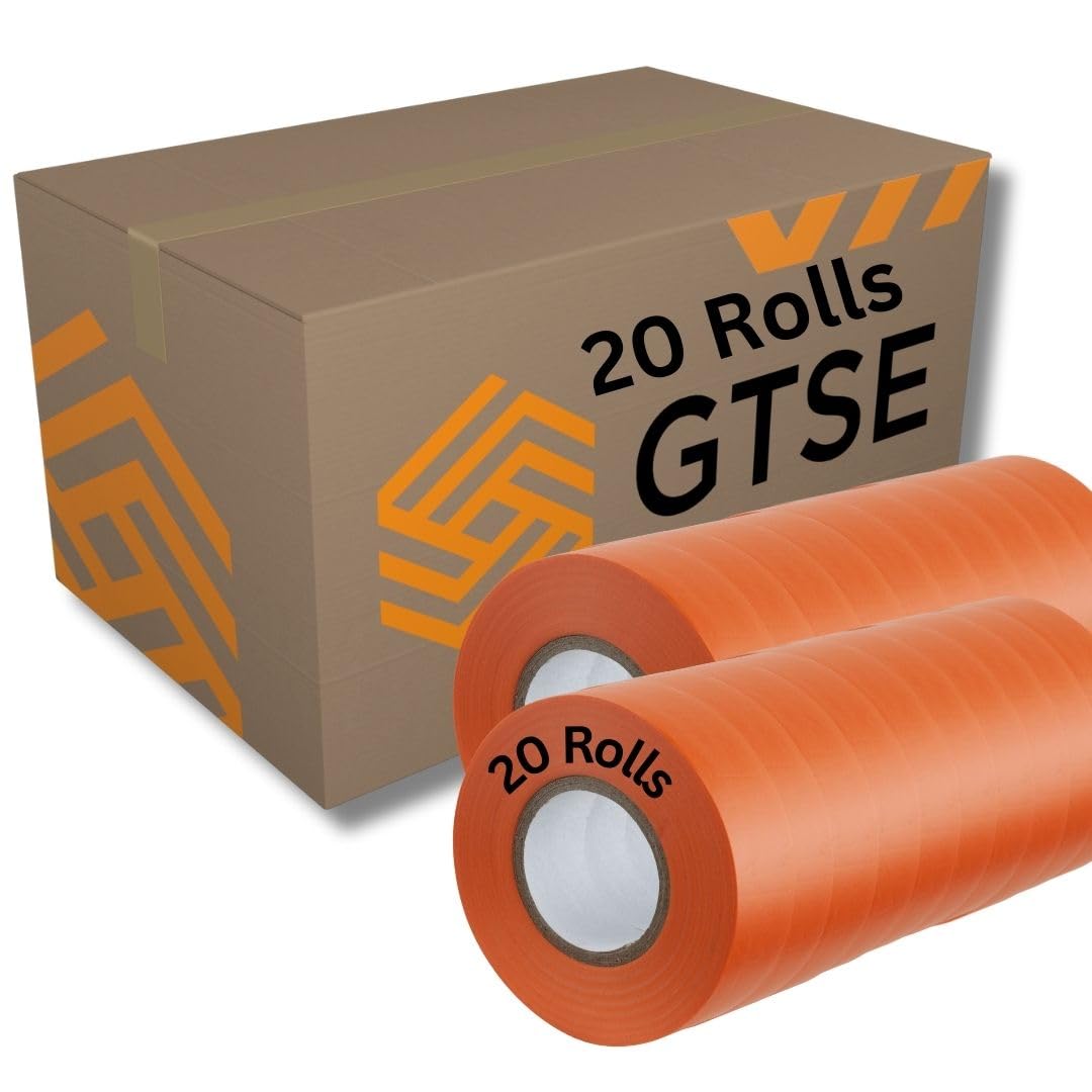 GTSE Orange Electrical Tape, 19mm x 20m, 20 Rolls of Strong Self-Adhesive PVC Insulation Tape for Insulating, Repairing and Protecting Electrical Wires