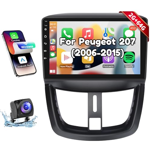 Podofo Carplay Android Autoradio für Peugeot 207 2006-2015,2G+64G,9