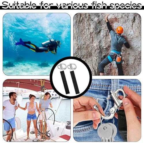 Image of Tellegloww 4 Pcs Scba Mask Quick Release Clip Shackle Marine Grade 316 Stainless Steel Snap Shackle Lanyard for Firefighter Accessories Rigging Boating Sailing