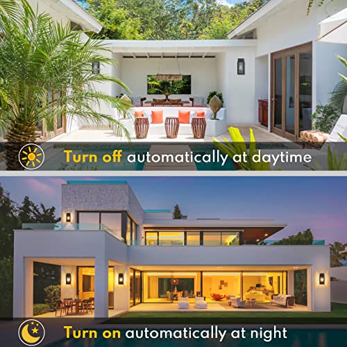 2-Pack Dusk To Dawn Outdoor Wall Light Fixtures With 2 Led Bulbs, Exterior Wall Mount Lanterns Waterproof, Wall Sconces In Matte Black Anti-Rust Wall Lamps With Clear Glass For Doorway Porch Garage #TOP1