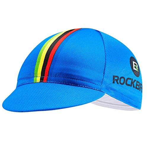 ROCKBROS Cycling Cap Sun Visor Ployester Breathable Hat for Men Women Motorcycle Caps Road Mountain Bike Rainbow Blue