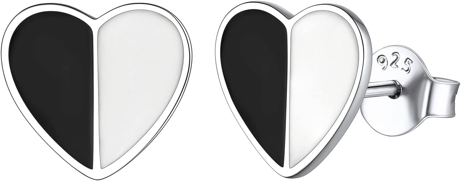 ChicSilver Simple Small Black Stud Earrings 925 Sterling Silver Earrings Hypoallergenic Black Earrings for Women Sensitive Ears