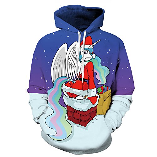 JXJ Unisex Sudaderas De Navidad-Creative Navidad Digital De Impresión con Capucha Suéter Pareja Lazo con Capucha Sudadera S-XXXL,S/M
