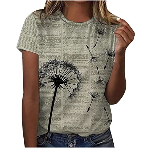 2024 Camiseta de Manga Corta Mujer Moda impresión Estampado Casual Camisa Verano Suelto Cuello Redondo Tumblr Tops Fiesta T-Shirt Original Basic tee Talla Grande Camisetas Blusa