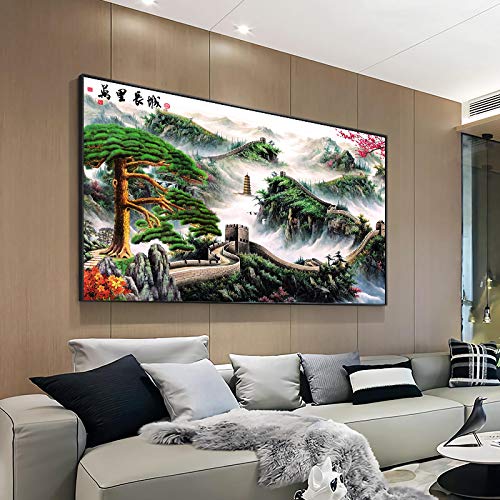 Toile Grande Muraille de Chine 70x140 cm tableau paysage abstrait sans cadre pour salon