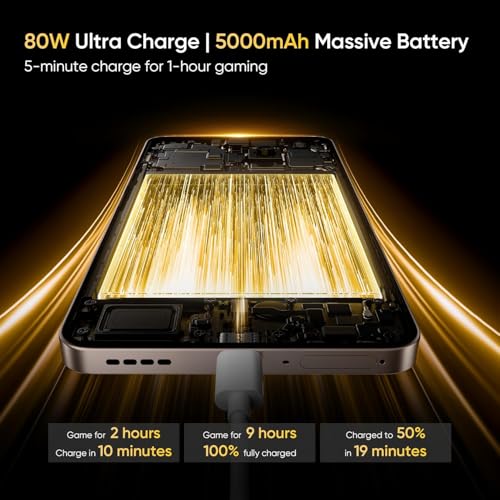 Image of realme 13+ 5G (Victory Gold, 8GB RAM, 128GB Storage) | Dimensity 7300 Energy | 6.67 inch FHD+ AMOLED 120Hz Display | 50MP Sony LYT-600 OIS + 16MP Selfie | 5000mAh | 80W Ultra Charge | Android 15