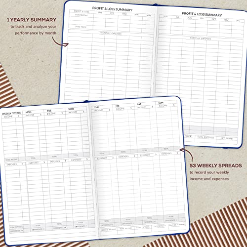 Skyline Income & Expense Tracker – Accounting Ledger Book With 1 Pocket For Receipts – Bookkeping Notebook For Business Account Records – Small Business Supplies – A5 Size, Hardcover (Mystic Blue) #TOP2