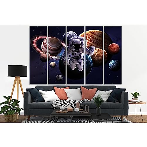 Cuadro del sistema solar impreso en lienzo ZELLART SL425 con acabado galería de 140x90cm