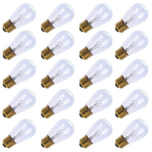 S14 Incandescent Edison Light Bulbs - 11W Vintage Clear Glass Bulbs with E26 Medium Screw‐Base, Warm Filament Replacement Bulbs for Outdoor Patio Garden String Lights, 20 Pack #1