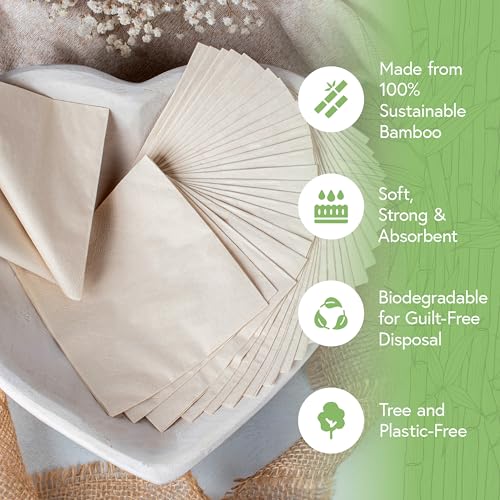 Jenvita Everyday 100% Bamboo Compostable Napkins Disposable 250-Pack | Table Napkins Disposable for Lunch, Dinner,Events & Entertaining | 2-Ply FSC Certified | Compostable Paper Towels | 6.5 x 6.5Inch