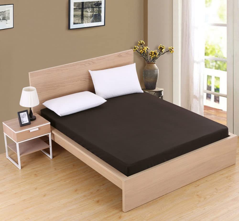 Housse de matelas drap-housse noir avec ses 2 taies d'oreiller 50x70 cm