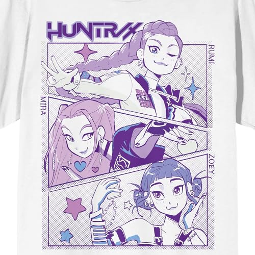 Kpop Demon Hunters Panel Art Huntrix Adult White Crew Neck Short Sleeve T-Shirt2