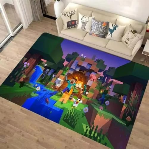 Game Room Rug, Pixel Block Theme Carpet Gaming Floor Mat Rugs for Boys Bedroom Playroom Kids Room Decor (24x36inch)