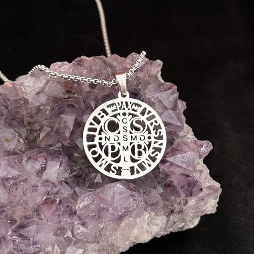 Medalla San Benito Cruz Cristiana Amuleto Protector de Acero Medalla San Benito Cruz Cristiana Amuleto Protector de Acero