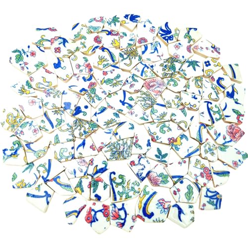 Azulejos de mosaico de cerámica de porcelana de 500 g, azulejos de mosaico irregulares rotos para manualidades, cocina, piscina, macetas, suministros para hacer mosaicos (porcelana 09)
