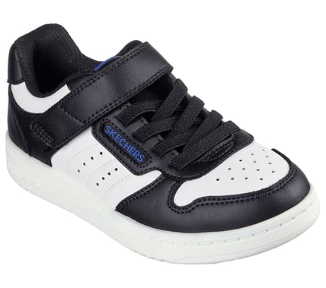 Skechers Boy's Quick Street Sneakers, Black Synthetic/White & Blue Trim, 9.5 UK Child