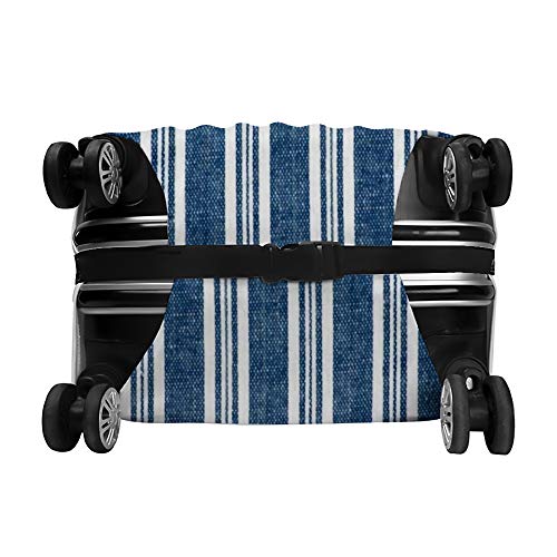 Housse de transport pour bagages extensible - Protection valise rayée bleue et blanche - 2
